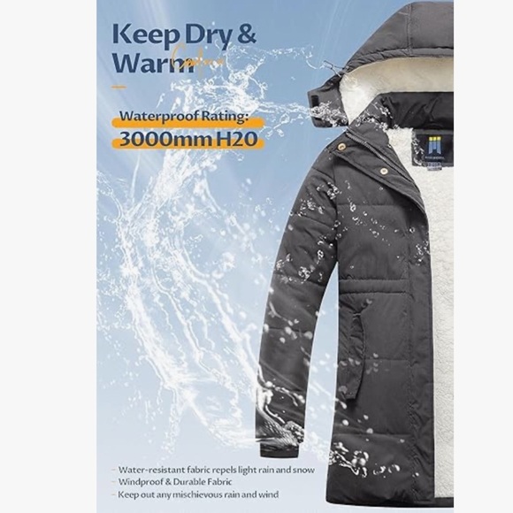 NWT Gray Puffer Jacket with Removable Hood and Quilted Design and Sherpa inside - Picture 4 of 10